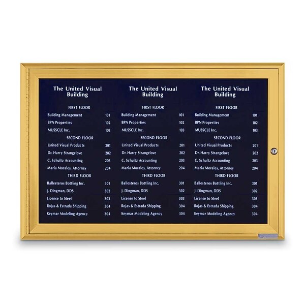 United Visual Products Outdoor Enclosed Combo Board, 72"x36", Satin Frame/Blue & Buff UVCB7236OD-BLUE-BUFF - main